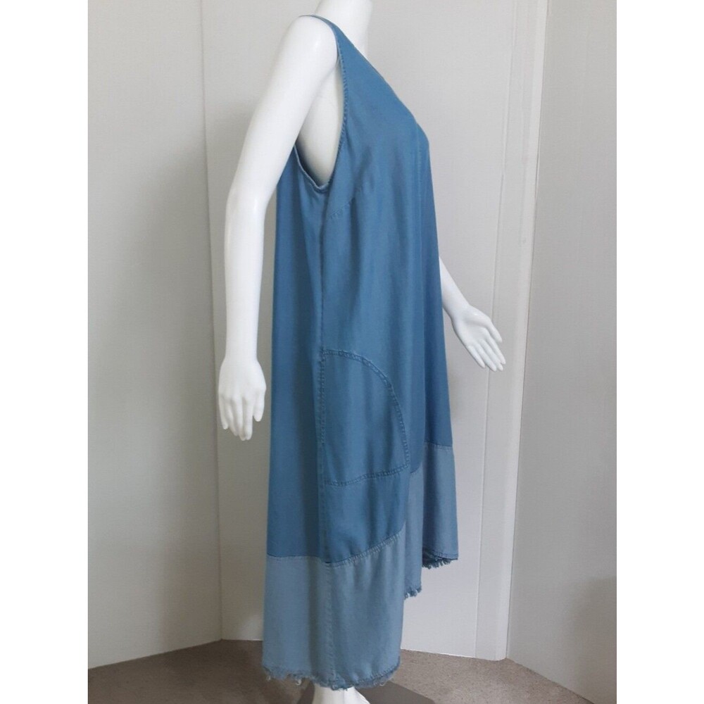 J. JILL Denim 2-Tone Sleeveless Classic Comfort Maxi Dress Sz XL